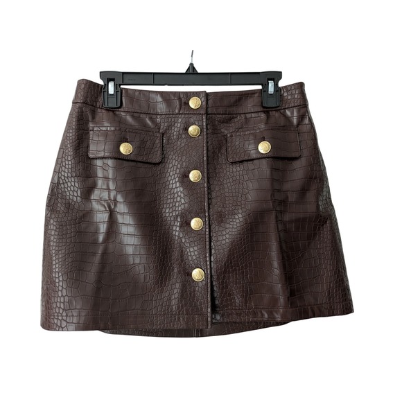 J. Crew Collection Mini Skirt in Croc‎ Embellished Faux Leather Size 6 NWT CE643 - Picture 1 of 6